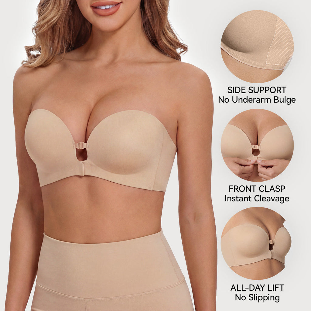 Strapless Front Closure Bra - Anti-Slip Grip Wireless