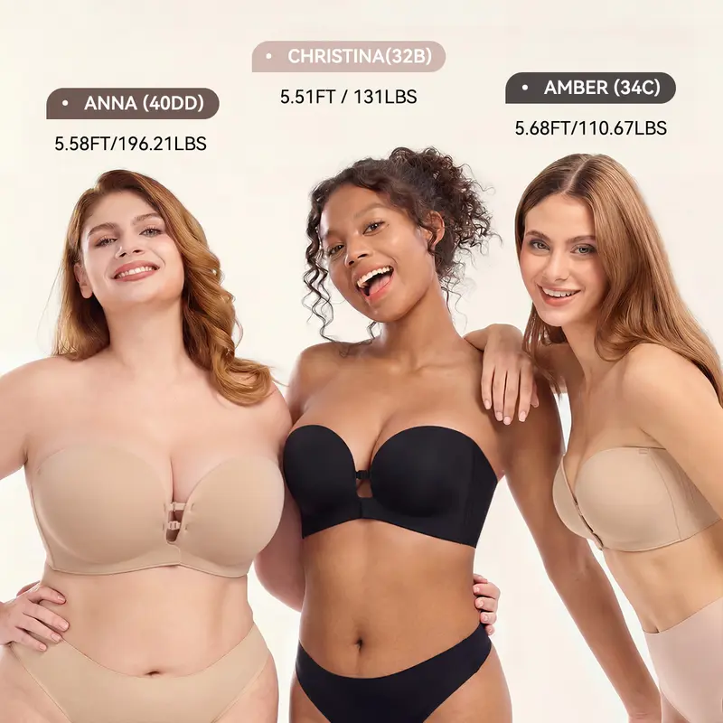 Strapless Front Closure Bra - Anti-Slip Grip Wireless
